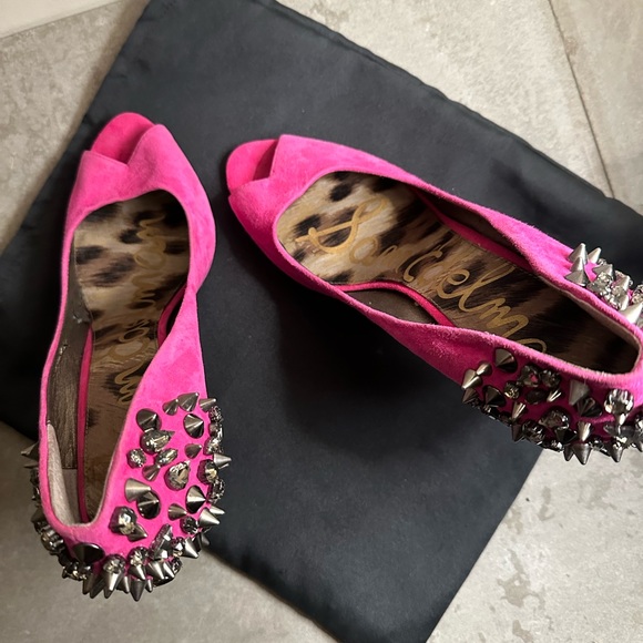 Pink spike Sam Edelman peep toe heals. - Picture 3 of 5